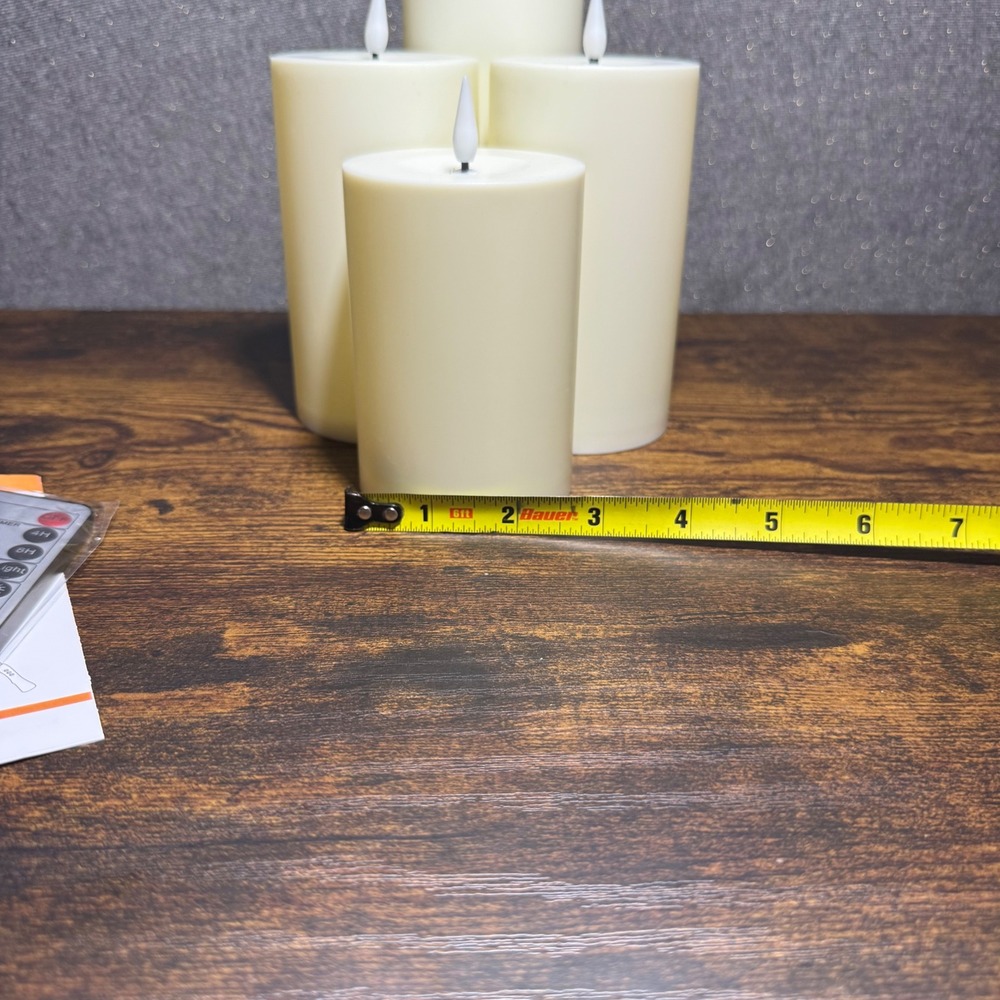 LED Pillar Candles with Remote Control 4 Pack Ivory Waterproof Flameless Timer - Picture 5 of 6
